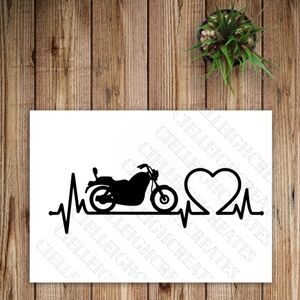 *2 for $20* Motorbike Heart Heartbeat Line Vinyl Decal Sticker Handcrafted